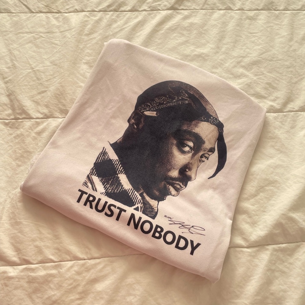 White Tupac Trust Nobody Graphic T-Shirt